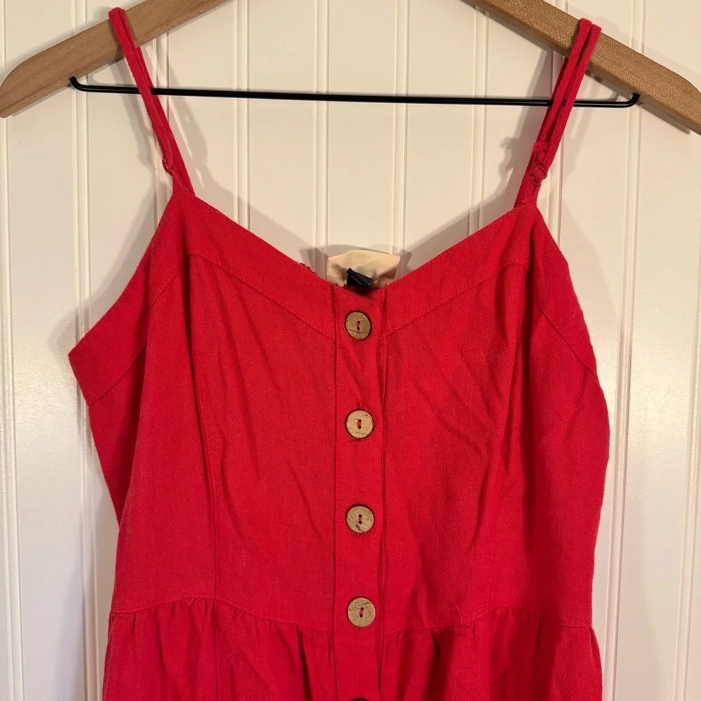 Universal Thread Women’s Adjustable Spaghetti Straps Red Button-Down Sundress M - Picture 2 of 12
